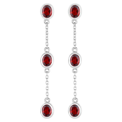Garnet Earrings 2.68 Carats Sterling Silver