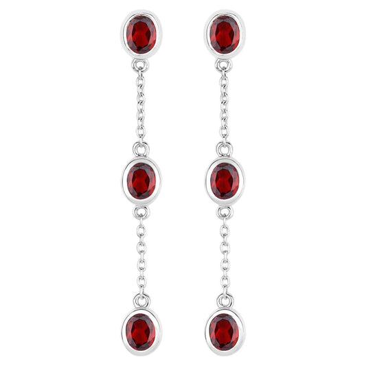Garnet Earrings 2.68 Carats Sterling Silver