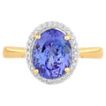 Tanzanite Ring With Diamonds 3.4 Carats 14K Yellow Gold