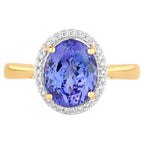 Tanzanite Ring With Diamonds 3.4 Carats 14K Yellow Gold