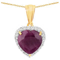 Ruby Heart Pendant With White Topaz 7.08 Carats Gold Plated Silver