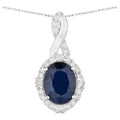 Blue Sapphire Pendant With Diamonds 1.68 Carats 14K White Gold