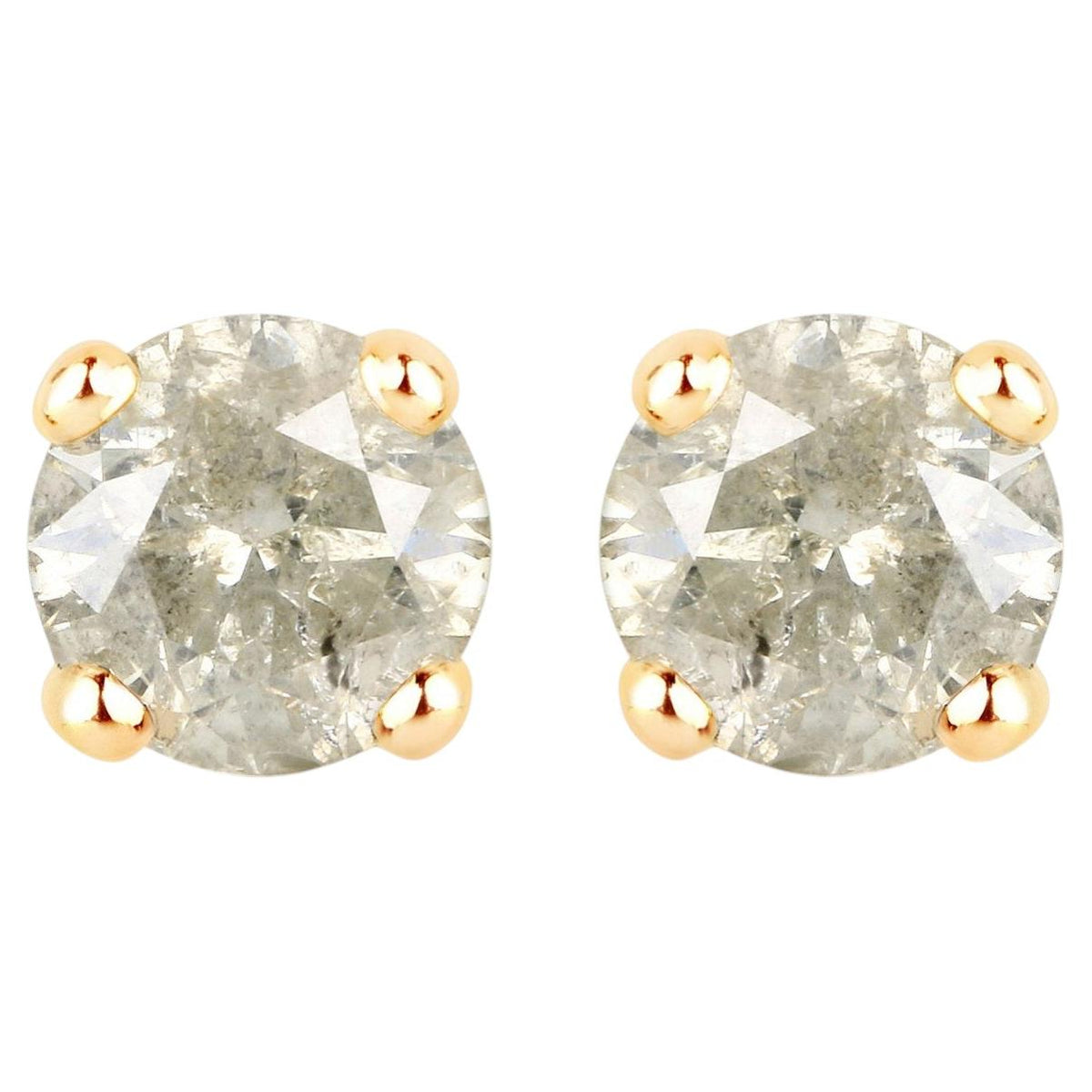 Diamond Stud Earrings 1.14 Carats 14K Yellow Gold