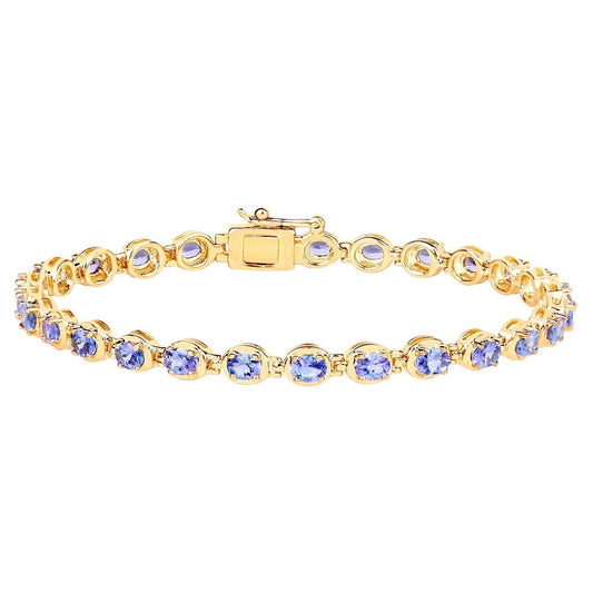 Tanzanite Tennis Bracelet 4.5 Carats 14K Yellow Gold Plated Silver