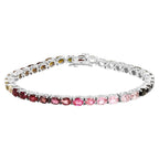 Multicolor Tourmaline Tennis Bracelet 11.1 Carats Sterling Silver