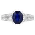 Blue Sapphire Ring With Diamonds 2.02 Carats 18K White Gold