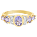 Tanzanite Ring With White Topaz 1.58 Carats Gold Plated Silver
