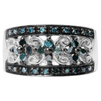 Blue Diamond Ring 0.5 Carats Sterling Silver