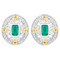 Natural Emerald Earrings With Diamonds 0.66 Carats Sterling Silver