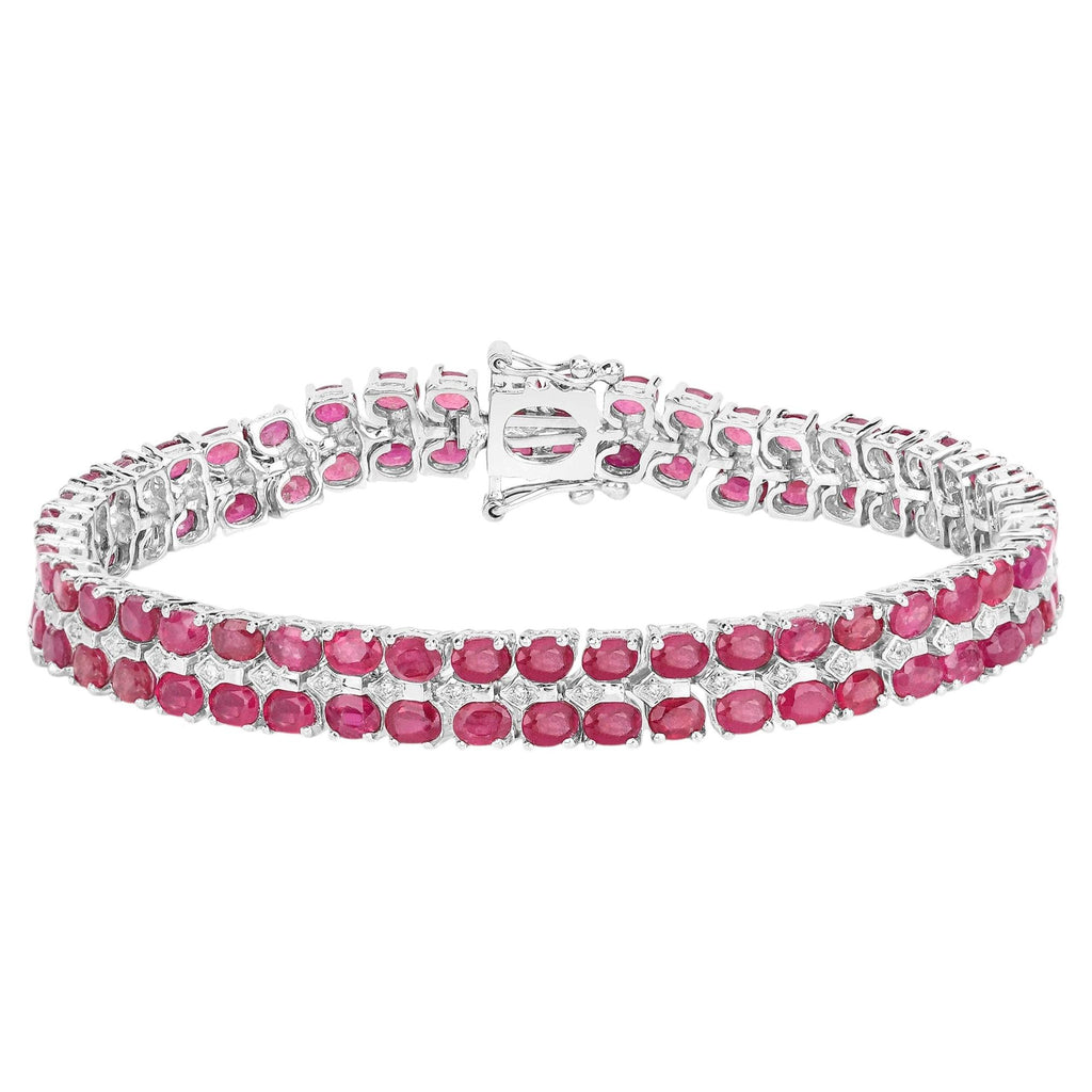Ruby Tennis Bracelet With White Topaz 20 Carats Sterling Silver