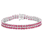 Ruby Tennis Bracelet With White Topaz 20 Carats Sterling Silver