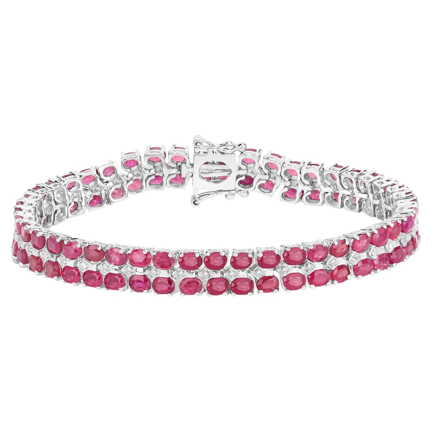 Ruby Tennis Bracelet With White Topaz 20 Carats Sterling Silver