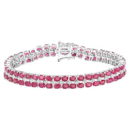 Ruby Tennis Bracelet With White Topaz 20 Carats Sterling Silver
