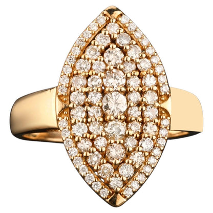 Light Brown Diamond Cluster Ring 0.77 Carats 9K Yellow Gold