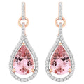 Morganite Earrings With Diamonds 3.32 Carats 14K Rose Gold