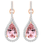 Morganite Earrings With Diamonds 3.32 Carats 14K Rose Gold