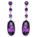 Amethyst Drop Earrings 9.84 Carats Sterling Silver