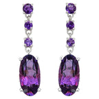 Amethyst Drop Earrings 9.84 Carats Sterling Silver