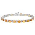 Natural Orange Sapphire Bracelet With Diamonds 16.7 Carats 14K White Gold