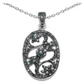 Blue Diamond Flower Pendant 0.2 Carats Sterling Silver