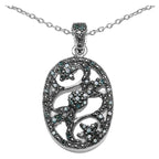 Blue Diamond Flower Pendant 0.2 Carats Sterling Silver