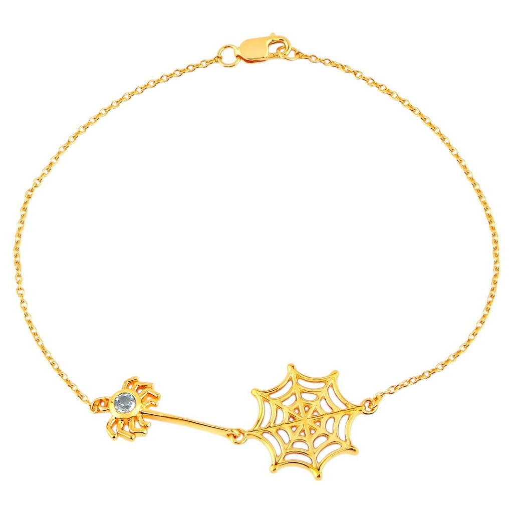 Blue Topaz Spider Bracelet 0.1 Carats Gold Plated Silver
