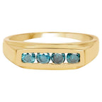 Blue Diamond Ring 0.46 Carats Gold Plated Silver
