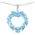 Swiss Blue Topaz Heart Pendant 1.88 Carats Sterling Silver