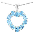 Swiss Blue Topaz Heart Pendant 1.88 Carats Sterling Silver