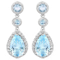 Swiss Blue Topaz Dangle Earrings With White Topaz 9.46 Carats