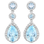 Swiss Blue Topaz Dangle Earrings With White Topaz 9.46 Carats