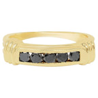 Black Diamond Ring 0.48 Carats Gold Plated Silver