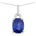 Blue Sapphire Pendant With Diamonds 2.02 Carats 18K White Gold