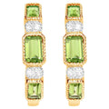 Natural Peridot Hoop Earrings White Topaz 2.44 Carats 14K Gold Plated Silver