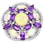 Natural Mixed Gemstones Ring 5.66 Carats Sterling Silver