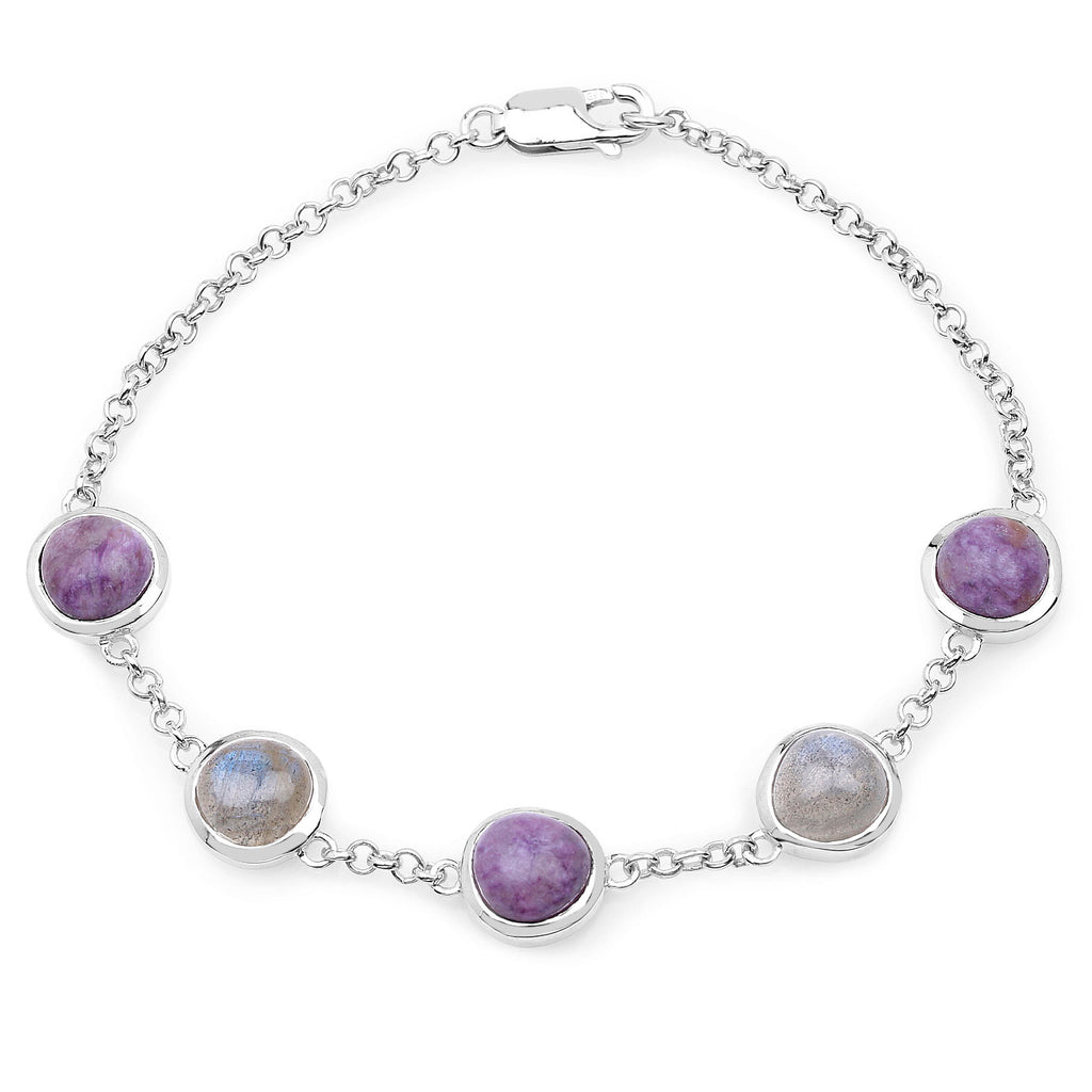 Charoite Bracelet With Labradorite 10.9 Carats Sterling Silver