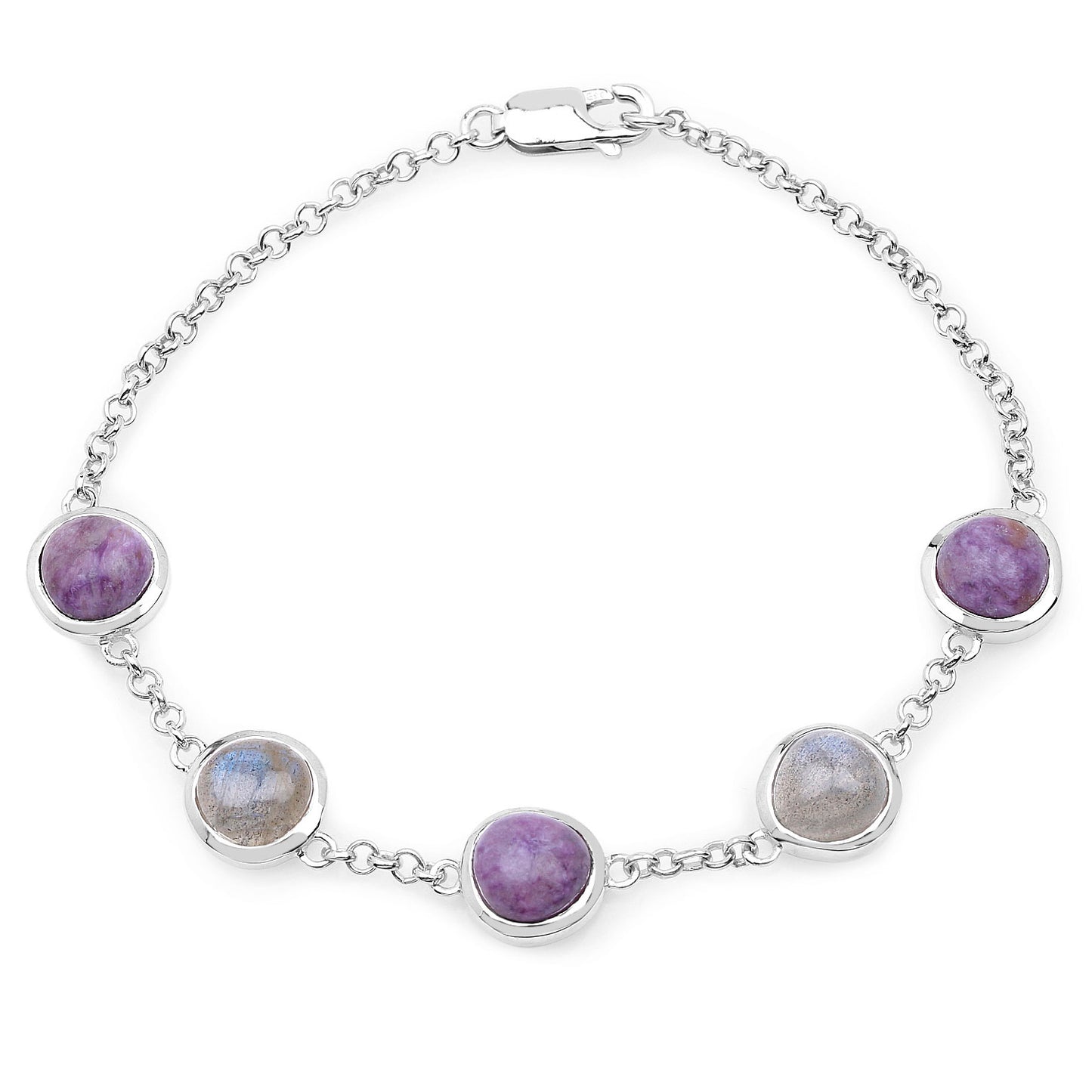 Charoite Bracelet With Labradorite 10.9 Carats Sterling Silver