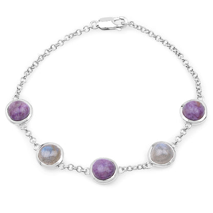 Charoite Bracelet With Labradorite 10.9 Carats Sterling Silver