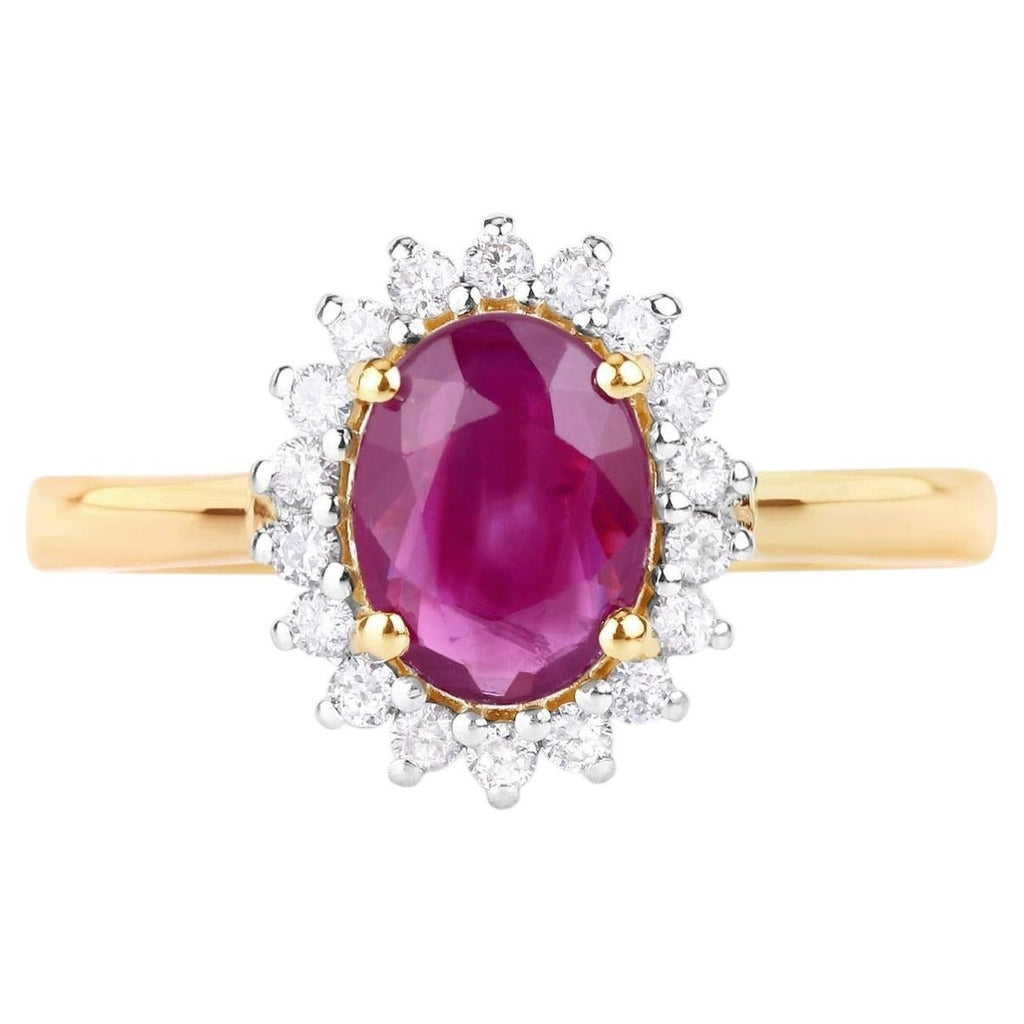 Ruby Ring With Diamonds 1.6 Carats 14K Yellow Gold