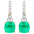 Natural Emerald Earrings With Diamonds 2.68 Carats 14K Yellow Gold