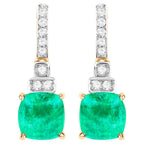 Natural Emerald Earrings With Diamonds 2.68 Carats 14K Yellow Gold