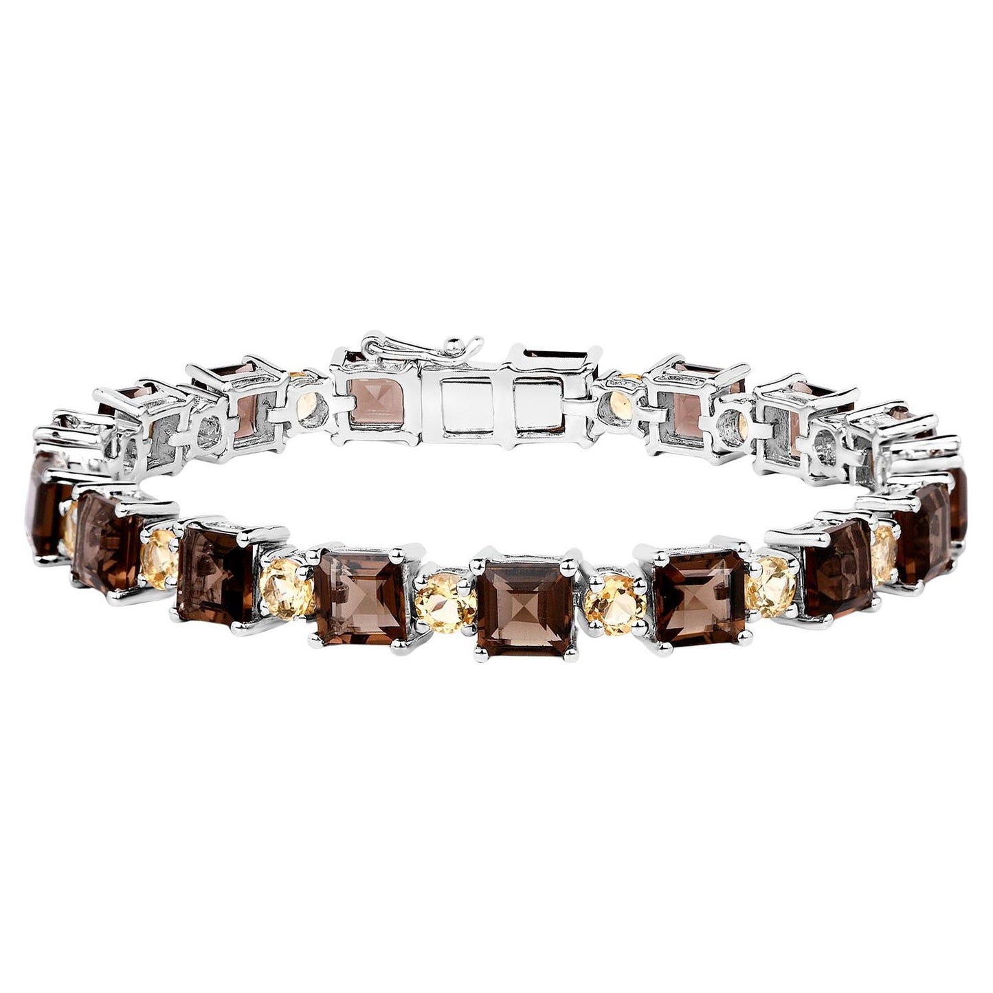 Smoky Quartz Bracelet Citrines 23.4 Carats Sterling Silver