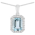 Aquamarine Pendant With White Topaz 1.52 Carats Sterling Silver