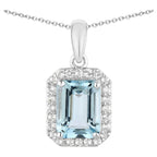 Aquamarine Pendant With White Topaz 1.52 Carats Sterling Silver