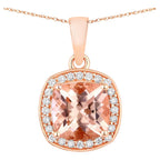 Morganite Pendant With Diamonds 2.12 Carats 14K Rose Gold
