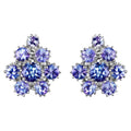Tanzanite Stud Earrings 4.2 Carats Rhodium Plated Silver