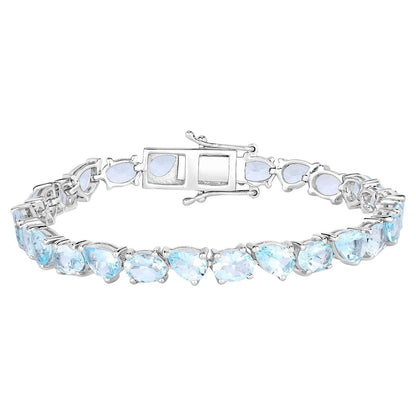 Aquamarine Tennis Bracelet 16.1 Carats Sterling Silver