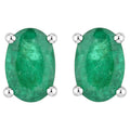 Zambian Emerald Stud Earrings 0.86 Carats 10K White Gold