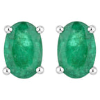 Zambian Emerald Stud Earrings 0.86 Carats 10K White Gold