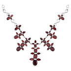 Garnet Flower Necklace 23.9 Carats Sterling Silver